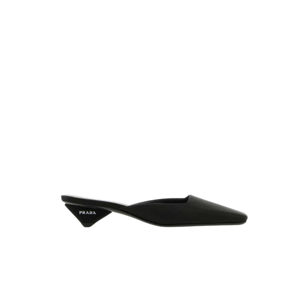 Prada - Black Satin Mules Loafers - IT 38.5 - Picture 1 of 9